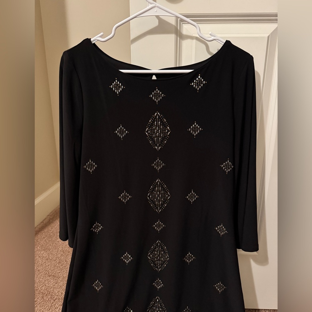 White House Black Market Beaded Black Cocktail Dresss